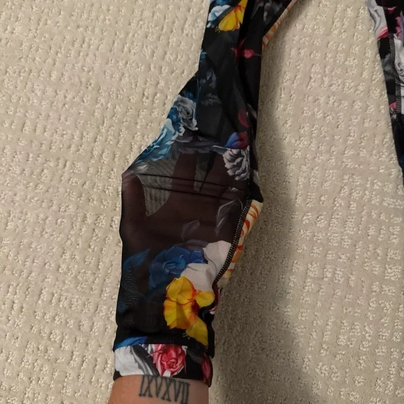 ZYIA Floral Leggings - Black, Blue, Pink, Yellow - Picture 2 of 3